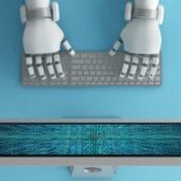 top-view-of-robot-hands-using-keyboard-in-front-of-a-computer-monitor-with-binary-number-code-screen-300x168